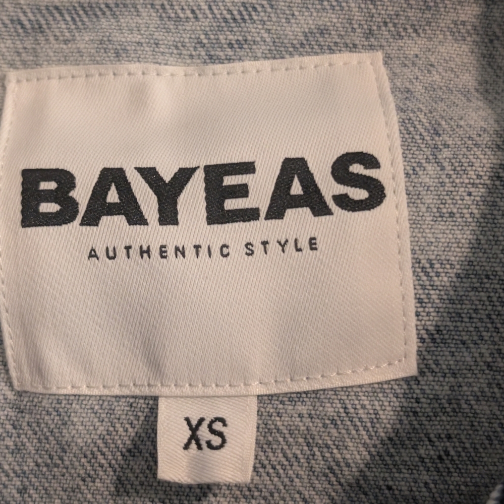Bayeas Light Wash Blue Denim Jean Jacket - Picture 10 of 15